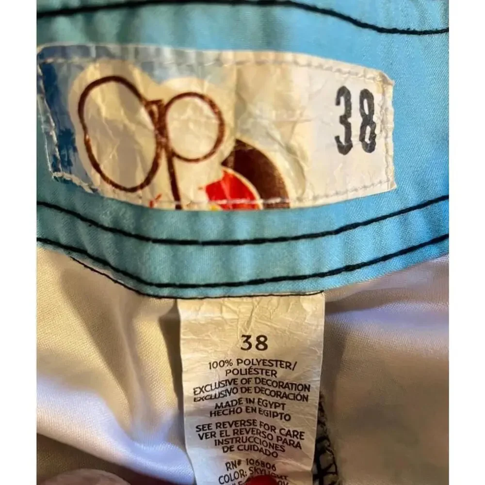Size 38 Men's OP Orange and Blue Tiki Tropical Beach Swim Trunks XL